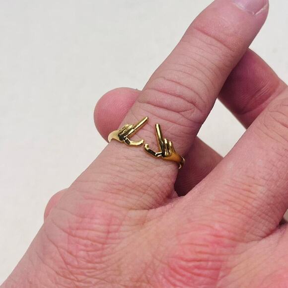 y2k 2000s vintage gold hand heart ring - Picture 2 of 6